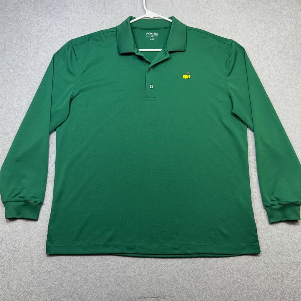 Masters Tech Polo Shirt Mens Large Green Golf Long Sleeve Augusta National